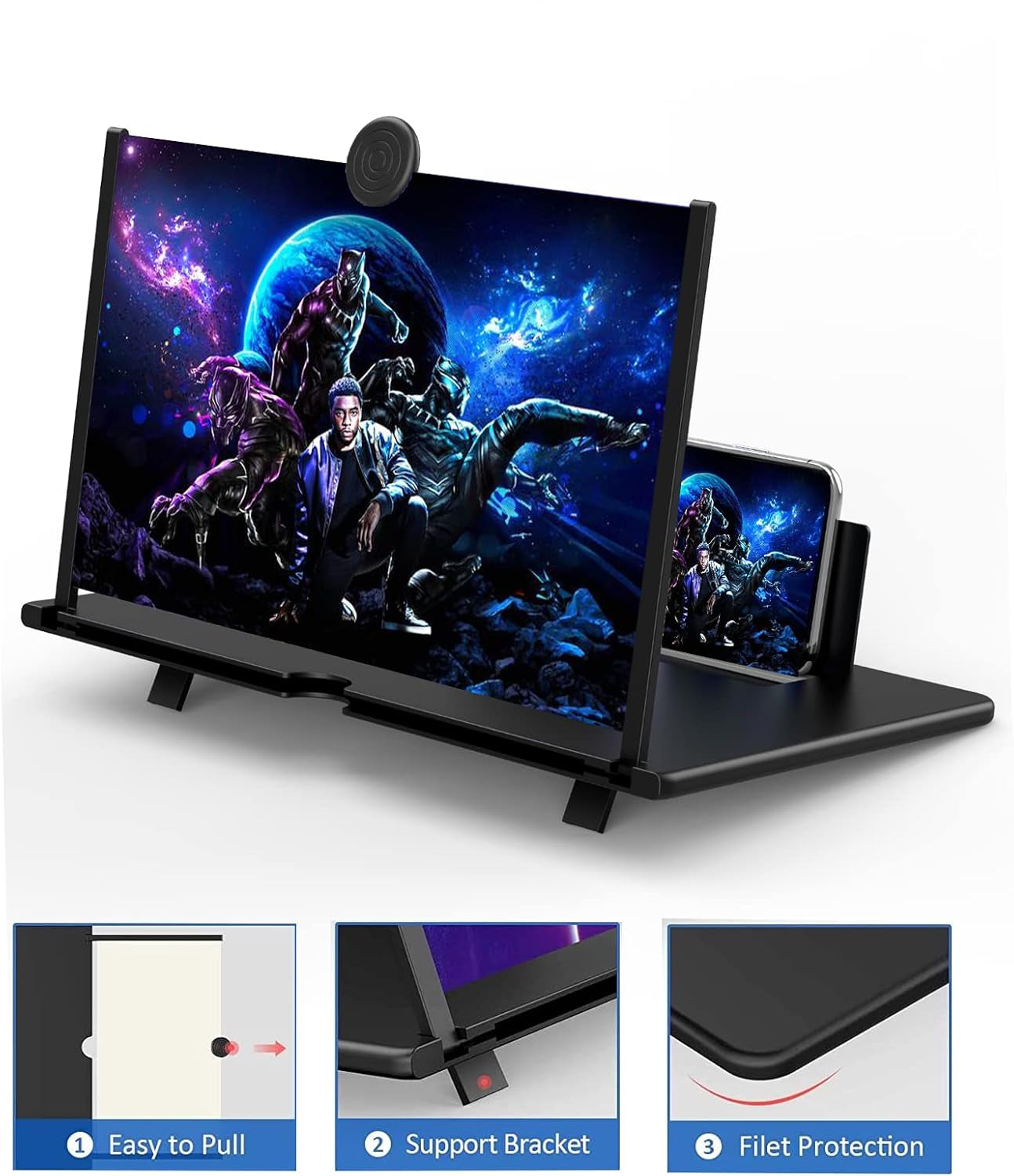 Portable Mobile Phone Screen Magnifier Stand - 3D HD Screen Enlarger for Smartphones - Red Color, Perfect for Watching Videos and Reading