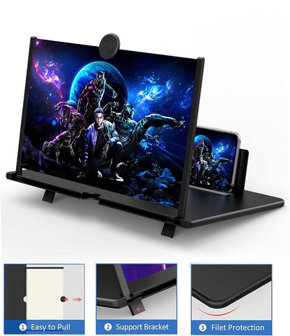 Portable Mobile Phone Screen Magnifier Stand - 3D HD Screen Enlarger for Smartphones - Red Color, Perfect for Watching Videos and Reading